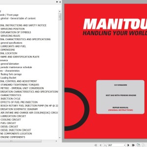 Manitou MXT 840 With Perkins Engine Repair Manual 53109860