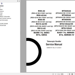 Manitou RS Series GEN3 RS Series Mark 74 MTA Series III MTA Series Easy 74 Service Manual 50960181 Rev.B
