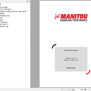 Manitou TMM 20 TMM 25 S1 E3 TMM 20 TMM 25 4WAY S1 E3 Repair Manual 647475