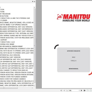 Manitou Type 211 Axle Assembly Repair Manual 647041
