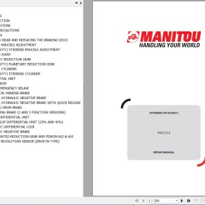 Manitou Type 212 Axle Assembly Repair Manual 547983