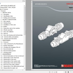 Manitou Type ASK 372 OMCI Axle Repair Manual 647372