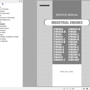 Yanmar 3TNV Series 4TNV Series Engine Service Manual 917172 Rev.D