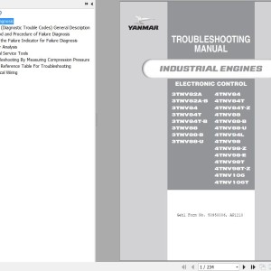 Yanmar 3TNV Series 4TNV Series Engine Troubleshooting Manual 50950006 Rev.A