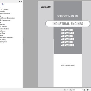 Yanmar 3TNV88C 3TNV86CT 4TNV88C 4TNV86CT 4TNV98C 4TNV98CT Engines Service Manual 50950137 Rev.B