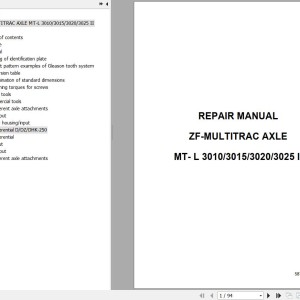 ZF Multitrac Axle MT-L 3010 3015 3020 3025 II Service Manual 50940485 Rev.A