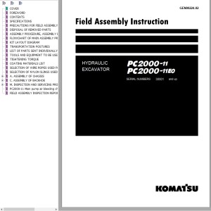 Komatsu PC2000-11 PC2000-11E0 Field Assembly Instruction GEN00224-02