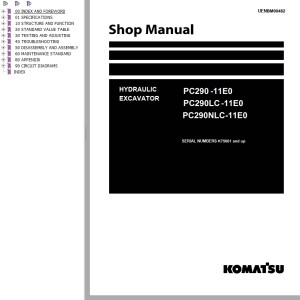 Komatsu PC290-11E0 PC290LC-11E0 PC290NLC-11E0 Shop Manual UENBM00482