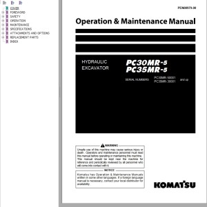 Komatsu PC30MR-5 PC35MR-5 Operation & Maintenance Manual PEN00979-0