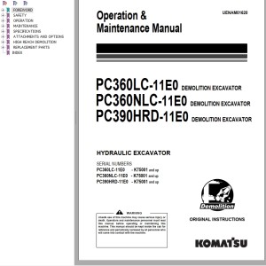 Komatsu PC360LC-11E0 PC360NLC-11E0 PC390HRD-11E0 Operation & Maintenance Manual UENAM01620