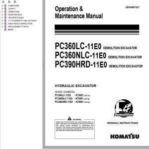 omatsu PC360LC-11E0 PC360NLC-11E0 PC390HRD-11E0 Operation & Maintenance Manual UENAM01621
