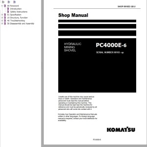 Komatsu PC4000E-6 Shop Manual GZEBM08165-1