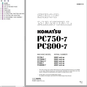 Komatsu PC750-7 PC800-7 Shop Manual SEBM031314