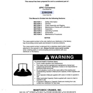 Manitowoc 222 Operators Manual