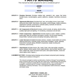 Manitowoc 4000W Parts Manual