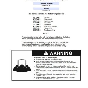 Manitowoc 4100W RINGER Service Manual