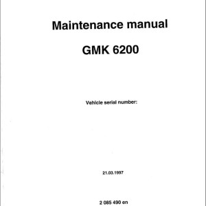 Manitowoc GMK6200 Maintenance Manual
