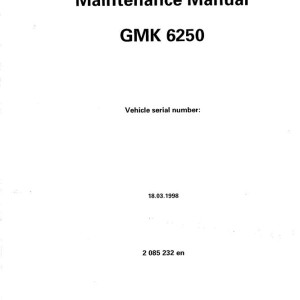 Manitowoc GMK6250 Maintenance Manual
