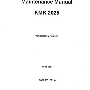 Manitowoc KMK2025 Maintenance Manual