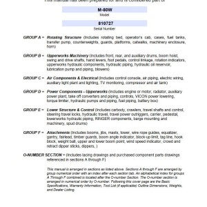 Manitowoc M-80W Parts Manual 810727