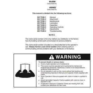 Manitowoc M-85W Service Manual