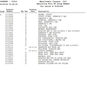 Manitowoc MLC165 Parts Manual 91651005