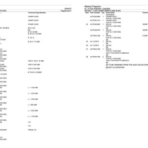 Massey Ferguson FL.3114X Parts Catalog 6246470