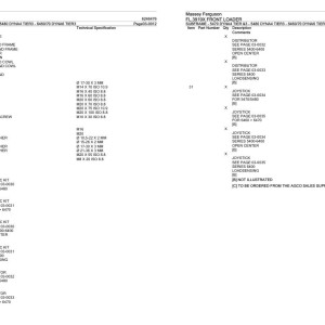 Massey Ferguson FL.3919X Parts Catalog 6246476