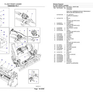 Massey Ferguson FL.4327 Parts Catalog 6246425
