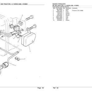 Massey Ferguson MF 265 Parts Catalog 819660