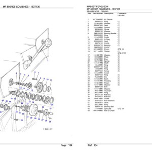 Massey Ferguson MF 800 805 Parts Catalog 1637136