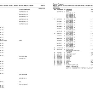 Massey Ferguson MF 921 to 988 Parts Catalog 3906371