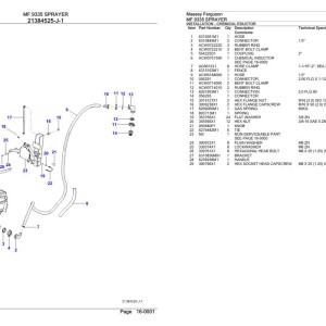 Massey Ferguson MF 9335 Sprayer Parts Catalog C933501
