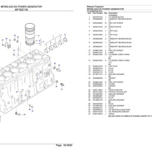 Massey Ferguson MF950-225-OS Parts Catalog 891191926