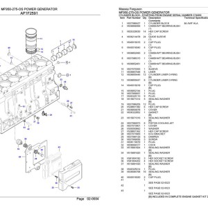 Massey Ferguson MF950-275-OS Parts Catalog 891191932