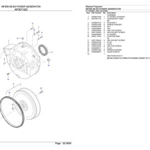 Massey Ferguson MF950-99-ES Parts Catalog 891191911
