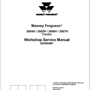 Massey Ferguson 2604H to 2607H Service Manual 4283604M1