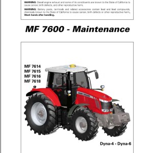 Massey Ferguson 7614 to 7618 Dyna 4 6 Operator Manual 4373394M2