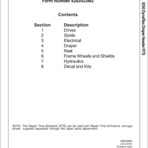 Massey Ferguson 9250 Parts Manual 4283423M2
