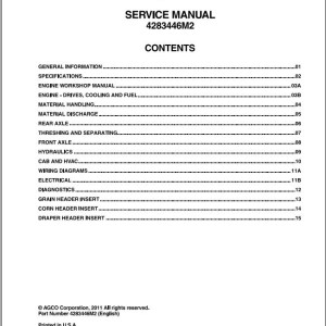 Massey Ferguson 9520 9530 Service Manual 4283446M2