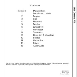 Massey Ferguson 9695 Parts Manual 4283382M2
