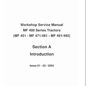 Massey Ferguson MF 400 Series Workshop Manual