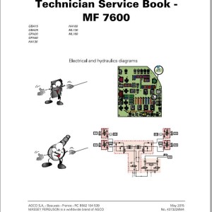 Massey Ferguson MF 7600 Series Technician Service Book 4373228M4