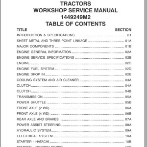 Massey Ferguson 1125 to 1260 Workshop Service Manual 1449249M2