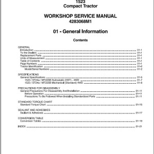 Massey Ferguson 1523 Workshop Service Manual 4283068M1