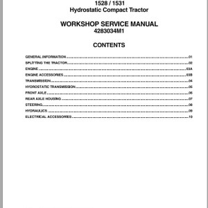 Massey Ferguson 1528 1531 Workshop Service Manual 4283034M1