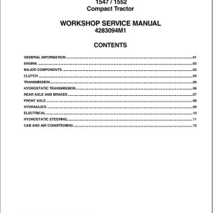 Massey Ferguson 1547 1552 Workshop Service Manual 4283094M1