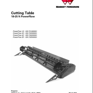 Massey Ferguson 18-25 ft PowerFlow Operators Manual LA327451010