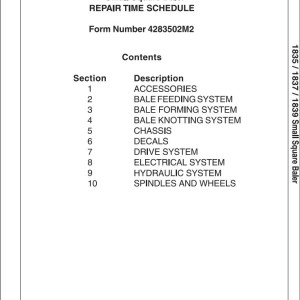 Massey Ferguson 1835 1837 1839 Repair Time Schedule 4283502M2