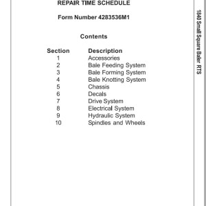 Massey Ferguson 1840 Repair Time Schedule 4283536M1